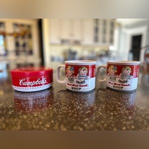 2 Vintage 1997 Campbell soup mugs / Bonus soup thermos 2002.